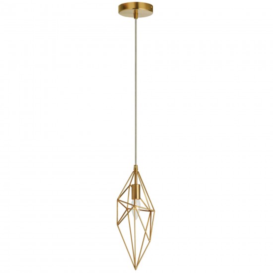 1 Light Incandescent Pendant, Aged Brass Finish