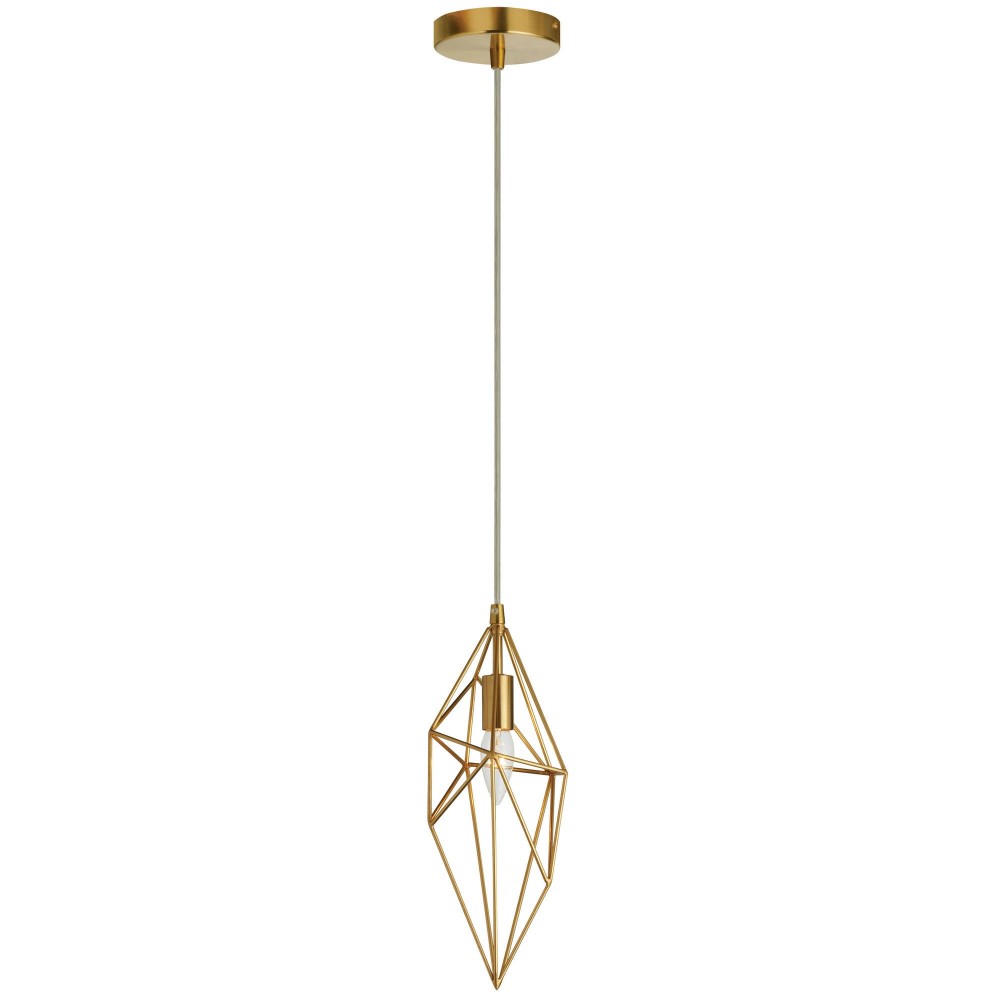 1 Light Incandescent Pendant, Aged Brass Finish