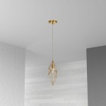 1 Light Incandescent Pendant, Aged Brass Finish