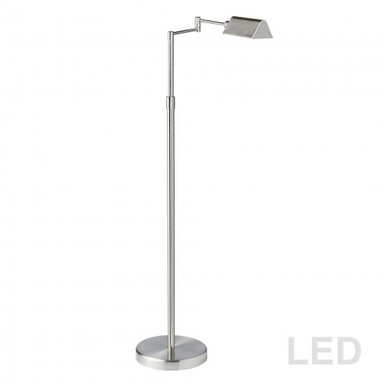 9W LED Swing Arm Floor Lamp, Satin Nickel Finish