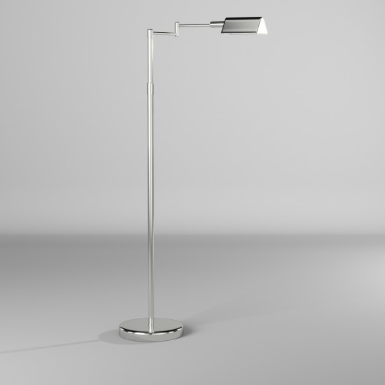 9W LED Swing Arm Floor Lamp, Satin Nickel Finish