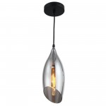 Abba Incandescent Pendant, Black Finish with Smoked Glass, ABB-61P-SM