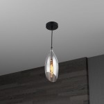 Abba Incandescent Pendant, Black Finish with Smoked Glass, ABB-61P-SM