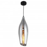 Abba Incandescent Pendant, Black Finish with Smoked Glass, ABB-91P-SM