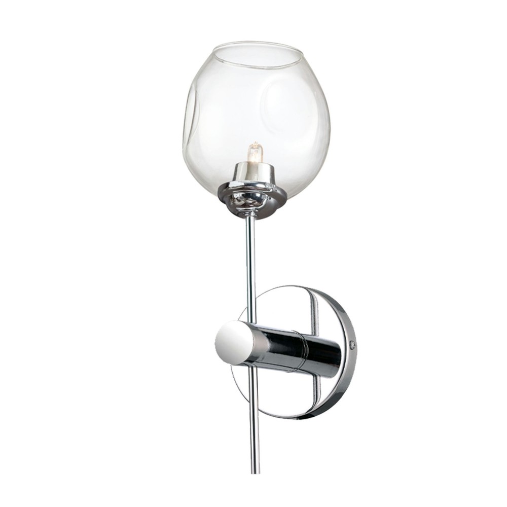 1 Light Halogen Wall Sconce, Polished Chrome with Clear Glass