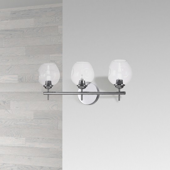 3 Light Halogen Vanity Polished Chrome with Clear Glass