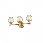 3 Light Halogen Vanity Vintage Bronze with Champagne Glass