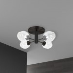 4 Light Halogen Matte Black Semi Flush w/ Clear Glass