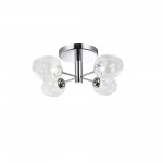 4 Light Halogen Semi Flush, Polished Chrome with Clear Glass