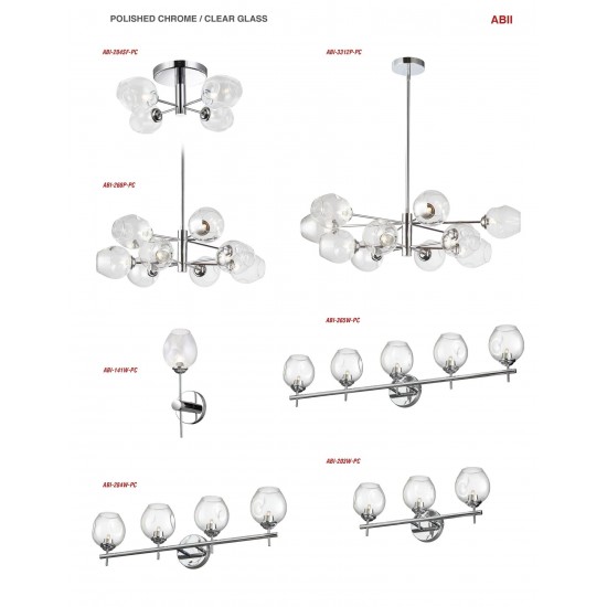 8 Light Pendant, Polished Chrome Finish with Clear Glass