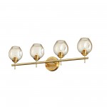 4 Light Halogen Vanity Vintage Bronze with Champagne Glass