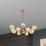 12 Light Pendant, Vintage Bronze Finish with Champagne Glass