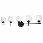 5 Light Halogen Matte Black Vanity w/ Clear Glass