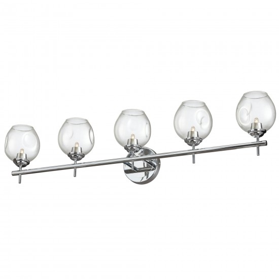 5 Light Halogen Vanity Polished Chrome with Clear Glass