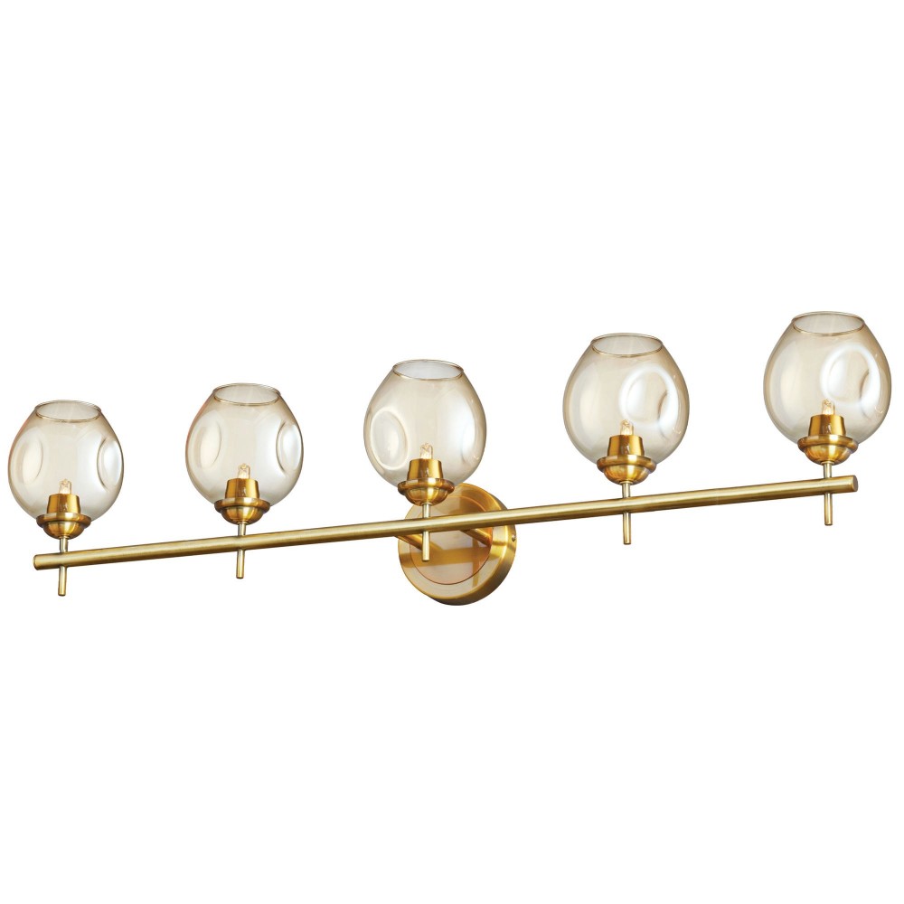 5 Light Halogen Vanity Vintage Bronze with Champagne Glass