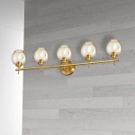 5 Light Halogen Vanity Vintage Bronze with Champagne Glass