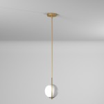 1 Light Halogen Pendant Aged Brass Finish with White Glass