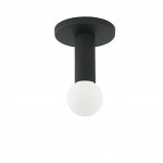 1 Light Incandescent Flush Mount, Matte Black