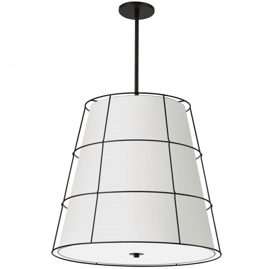 Alcala 4 Light Incandescent Matte Black Pendant w/ White Shade , ALC-224P-MB