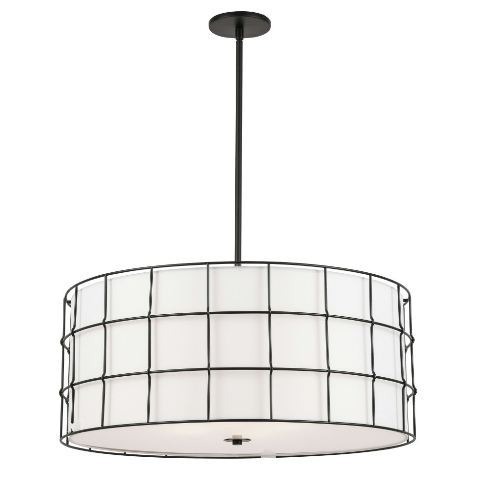 Alcala 4 Light Incandescent Matte Black Pendant w/ White Shade , ALC-254P-MB