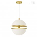 30W Pendant, Aged Brass w/ White Glass