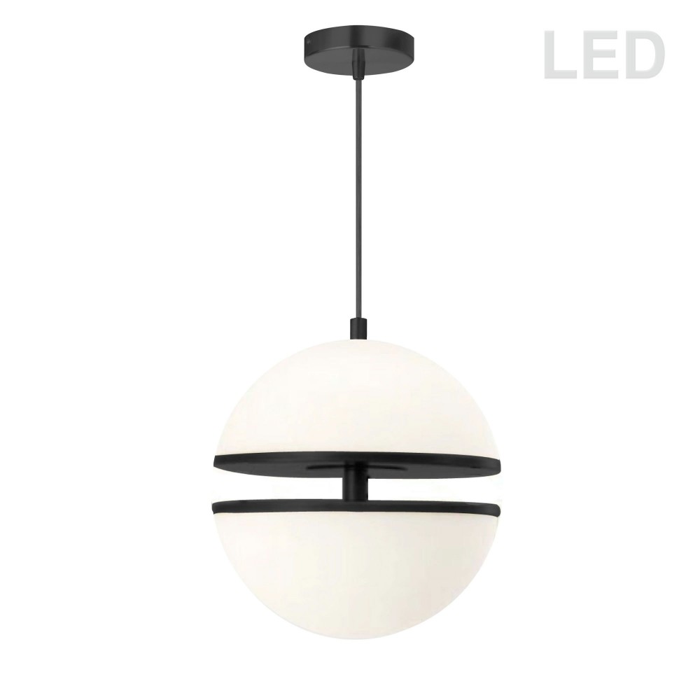 30W Pendant, Matte Black w/ White Glass