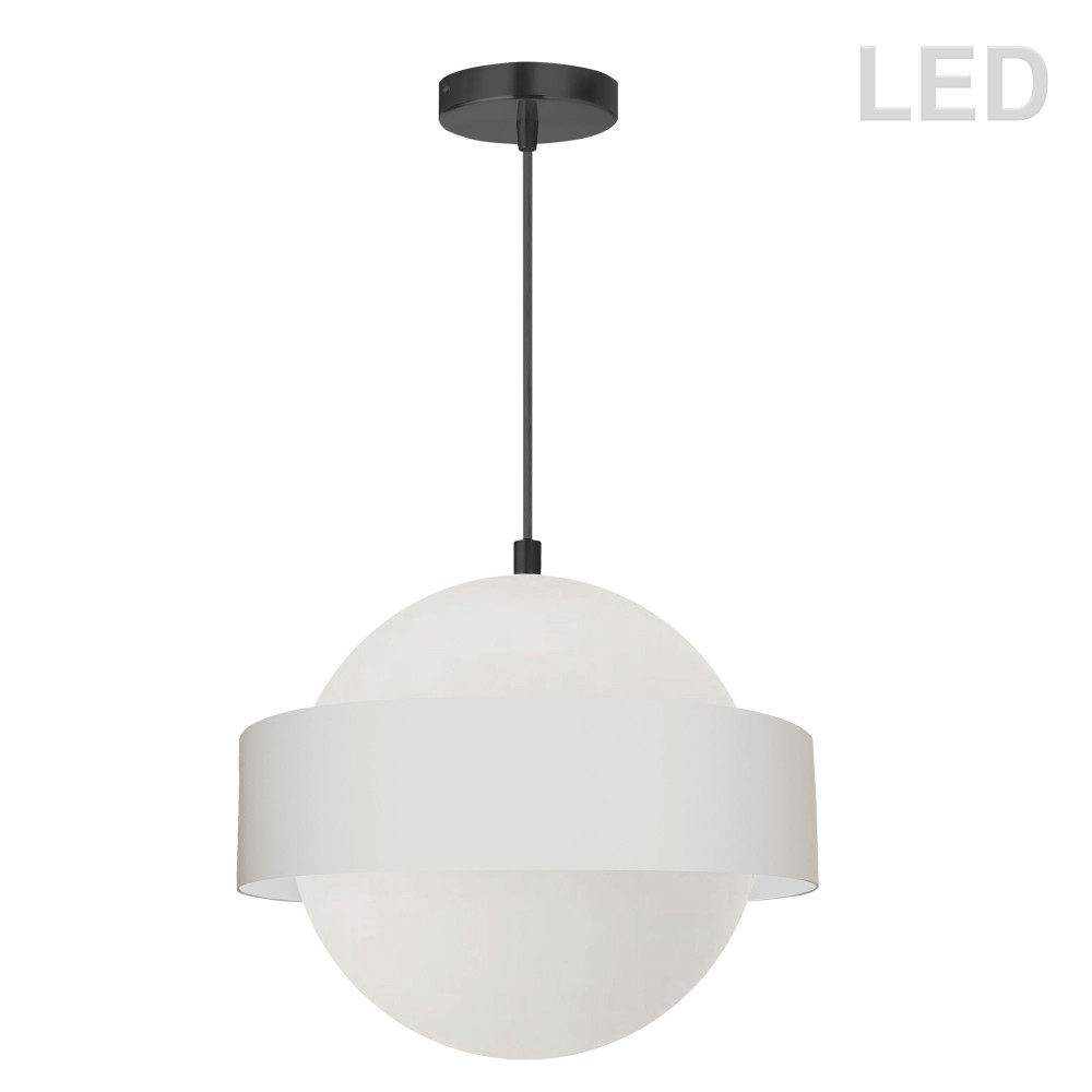 30W Pendant, Matte Black with White Shade