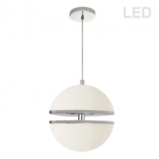 30W Pendant, Polished Chrome w/ White Glass