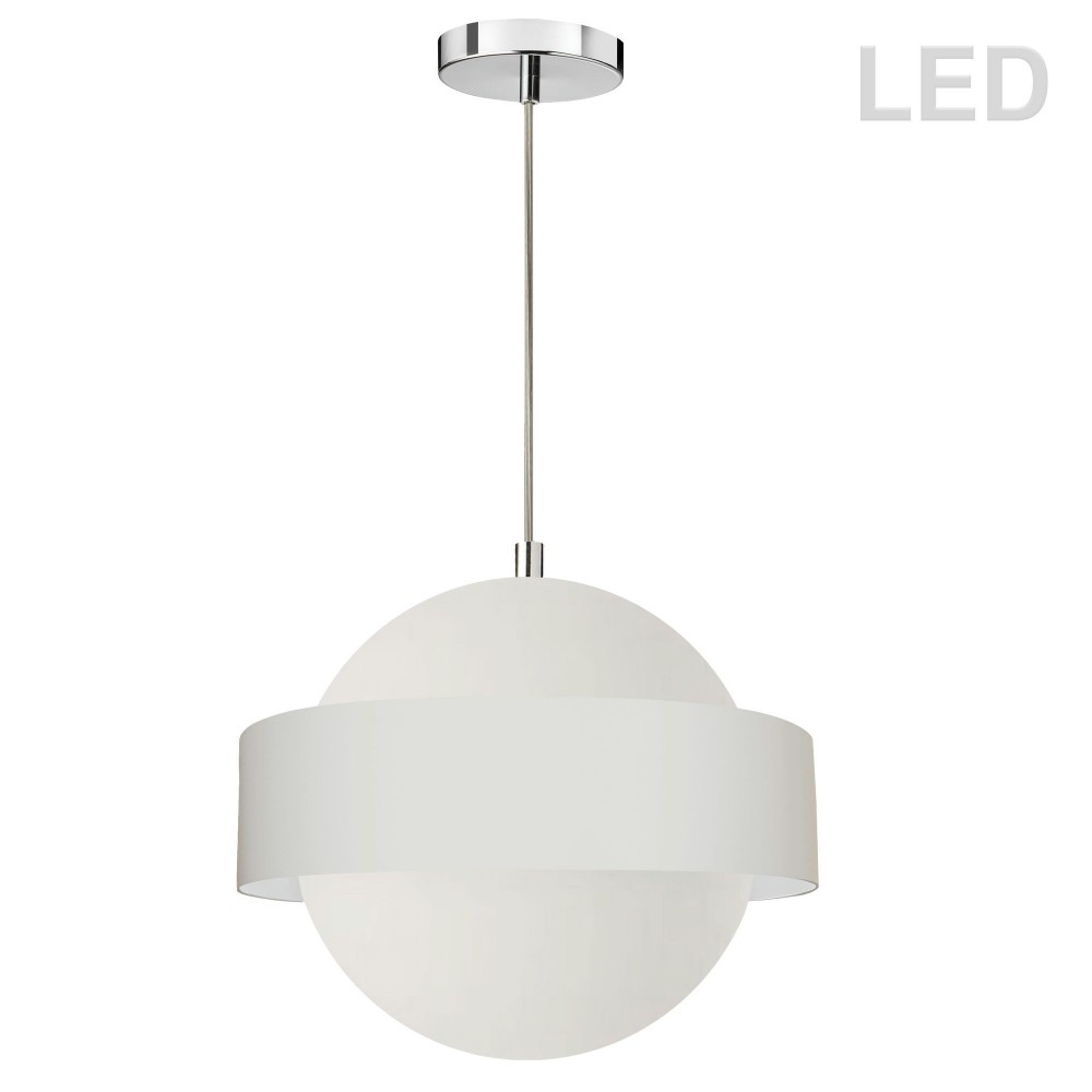 30W Pendant, Polished Chrome with White Shade