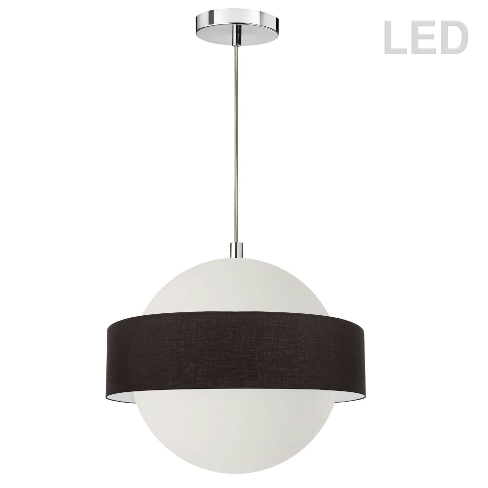 30W Pendant, Polished Chrome with Black Shade