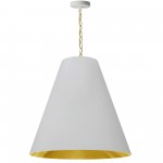 1 Light Large Anaya Aged Brass Pendant with White/Gold Shade