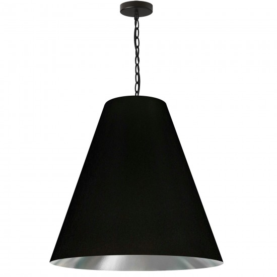 1 Light Large Anaya Matte Black Pendant with Black/Silver Shade