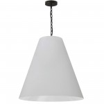 1 Light Large Anaya Matte Black Pendant w/ White Shade