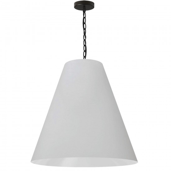 1 Light Large Anaya Matte Black Pendant w/ White Shade