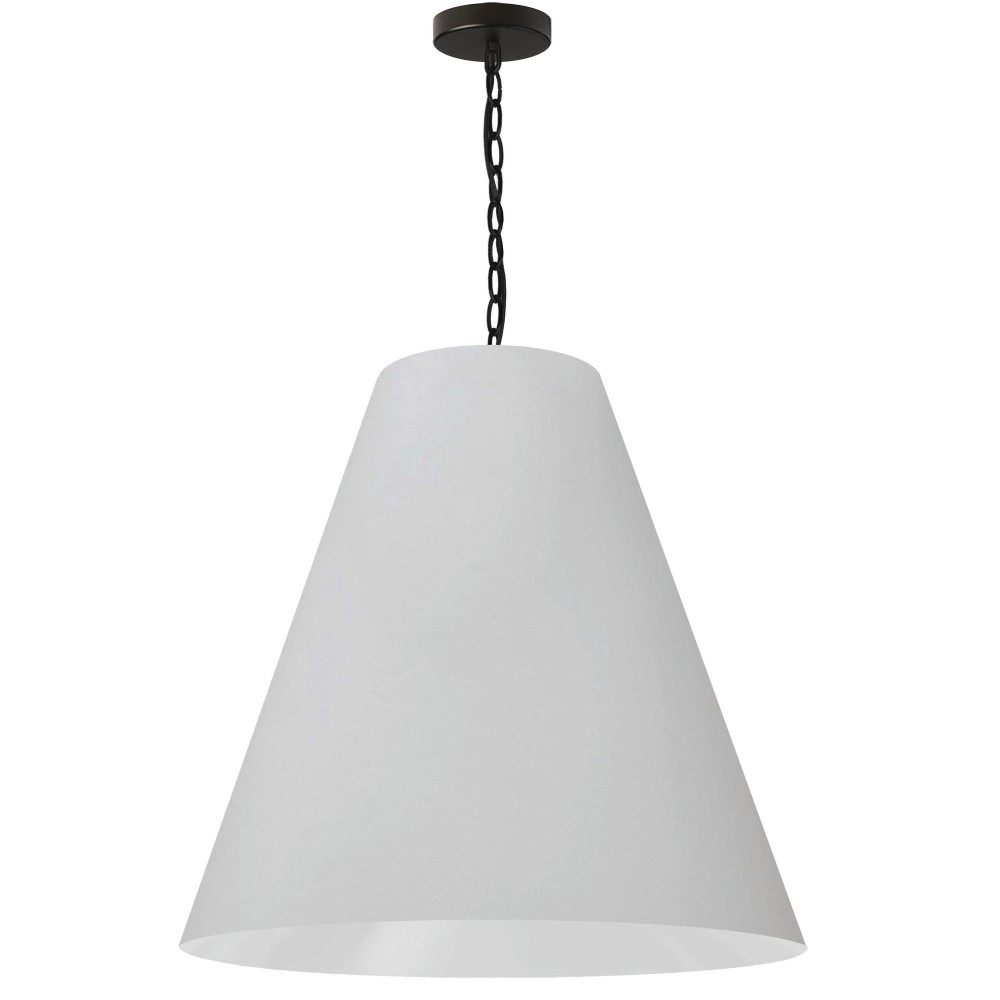 1 Light Large Anaya Matte Black Pendant w/ White Shade