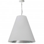 1 Light Large Anaya Matte White Pendant with White/Silver Shade