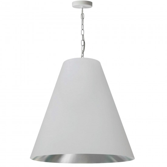 1 Light Large Anaya Matte White Pendant with White/Silver Shade