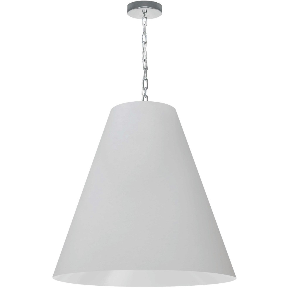 1 Light Large Anaya Polished Chrome Pendant w/ White Shade