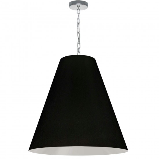 1 Light Large Anaya Polished Chrome Pendant w/ Black Shade