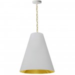 1 Light Medium Anaya Aged Brass Pendant with White/Gold Shade