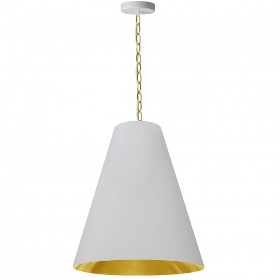 1 Light Medium Anaya Aged Brass Pendant with White/Gold Shade