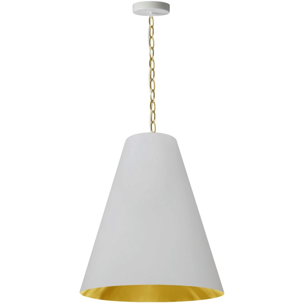 1 Light Medium Anaya Aged Brass Pendant with White/Gold Shade 1 Light Medium Anaya Aged Brass Pendant with White/Gold Shade