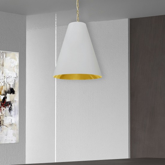 1 Light Medium Anaya Aged Brass Pendant with White/Gold Shade