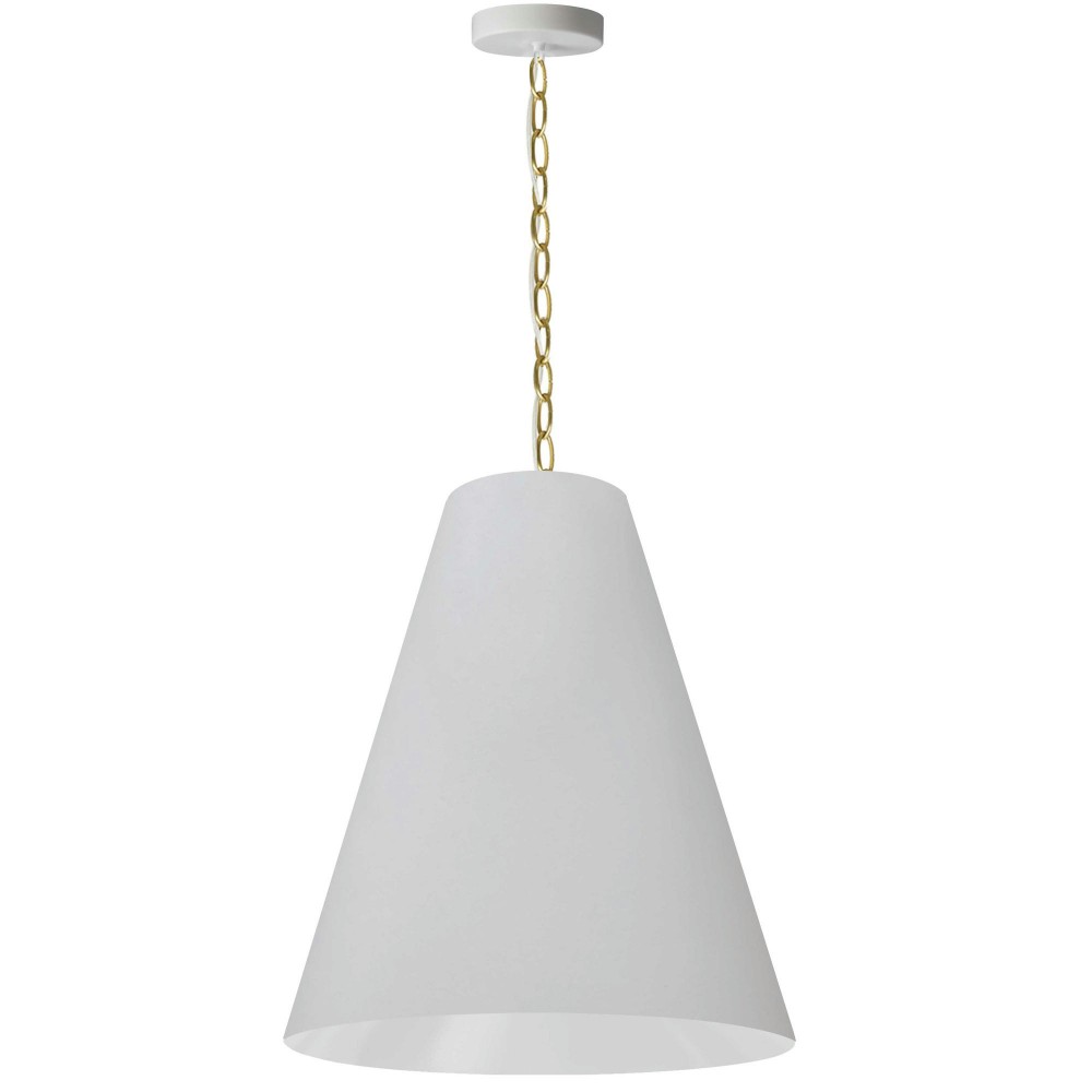 1 Light Medium Anaya Aged Brass Pendant w/ White Shade