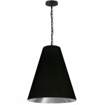 1 Light Medium Anaya Matte Black Pendant with Black/Silver Shade