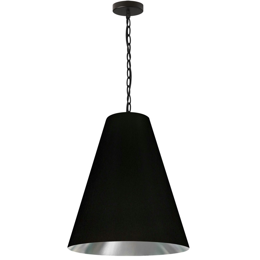 1 Light Medium Anaya Matte Black Pendant with Black/Silver Shade