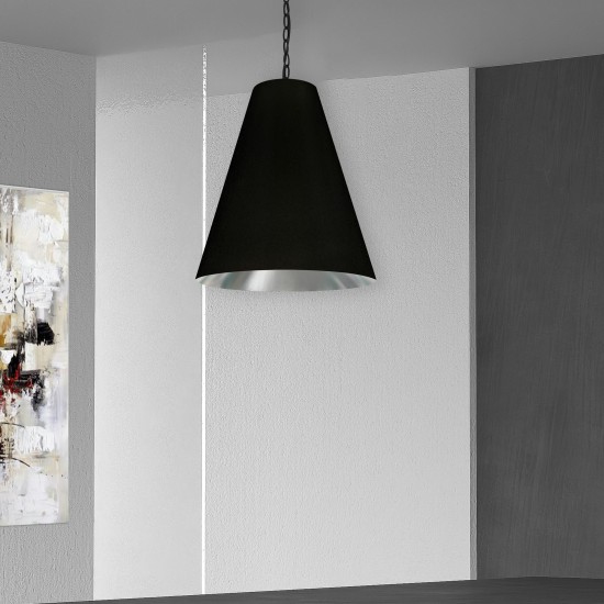 1 Light Medium Anaya Matte Black Pendant with Black/Silver Shade