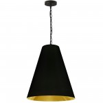 1 Light Medium Anaya Matte Black Pendant with Black/Gold Shade