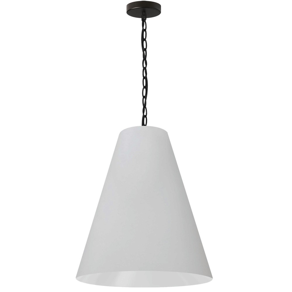 1 Light Medium Anaya Matte Black Pendant w/ White Shade