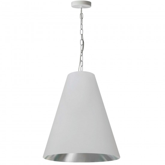 1 Light Medium Anaya Matte White Pendant with White/Silver Shade